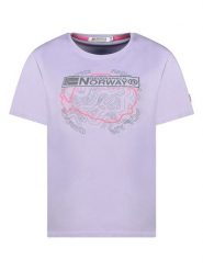 Geographical Norway Koszulka w kolorze fioletowym rozmiar: XL. Różowe bluzki damskie Geographical Norway, xl, bez wzorów, z bawełny, bez kołnierzyka, bez ramiączek. Za 61.46 zł.