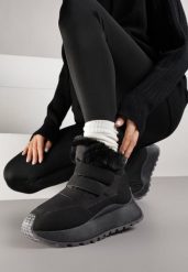 Czarne Sneakersy Śniegowce Vices z Futerkiem na Platformie Zapinane na Rzep Nelosena. Czarne śniegowce damskie Renee, z futra. Za 119.99 zł.