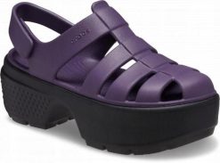 Sandały Dla Kobiet Crocs Stomp Fisherman Sandal. Fioletowe sandały damskie Crocs, bez wzorów, z materiału, bez obcasa, na platformie. Za 230.99 zł.