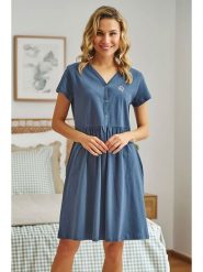 Doctor Nap Ciążowa koszula nocna w kolorze granatowym rozmiar: L. Niebieskie koszule nocne damskie Doctor Nap, bez wzorów, z bawełny, moda ciążowa. Za 77.99 zł.