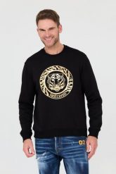 JUST CAVALLI Czarna bluza T-round Gold. Czarne bluzy bez kaptura męskie Just Cavalli, l. W wyprzedaży za 569.99 zł.