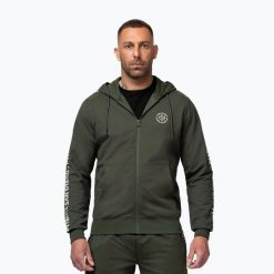 Bluza męska Pitbull Tape Parker Hooded Zip. Zielone bluzy z kapturem męskie PITBULL, m, z bawełny. Za 269.99 zł.