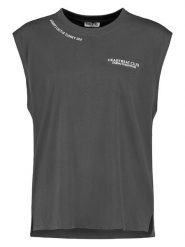 Sublevel Top w kolorze ciemnoszarym rozmiar: S. Szare topy damskie Sublevel, s, bez wzorów, z bawełny, bez kołnierzyka. Za 43.99 zł.