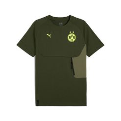 Koszulka Borussia Dortmund Tech. Zielone t-shirty sportowe męskie Puma, l, z materiału, bez ramiączek, na fitness i siłownię. Za 215.50 zł.