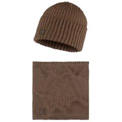 Czapka dla dorosłych Buff Gift Pack Set Beanie and Neckwarmer. Czarne czapki męskie Buff, na zimę, bez wzorów, z poliesteru, sportowe. Za 199.99 zł.