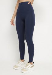 Granatowe Klasyczne Legginsy z Wysokim Stanem Melio. Niebieskie legginsy damskie Born2be, l, bez wzorów, z jeansu. Za 59.99 zł.