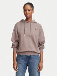 Calvin Klein Jeans Bluza Monogram LV047G258G Beżowy ciemny Regular Fit. Brązowe bluzy bez kaptura damskie Calvin Klein Jeans, s, z bawełny. Za 409.99 zł.