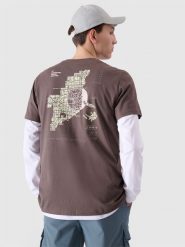 4F T-shirt regular z nadrukiem męski - brązowy S. Brązowe t-shirty męskie 4f, m, bez wzorów, z bawełny, bez kołnierzyka. Za 39.99 zł.