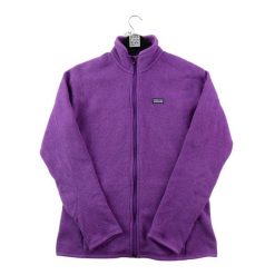 Second life - Dopasowana polarowa kurtka damska - Jak nowy. Fioletowe kurtki damskie Patagonia, m, bez wzorów, z materiału, bez kaptura. Za 228.66 zł.