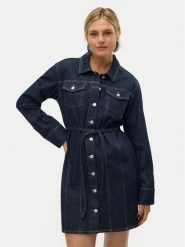 Vero Moda Sukienka jeansowa Oda 10321127 Granatowy Regular Fit. Niebieskie sukienki damskie Vero Moda, m, bez wzorów, z bawełny, bez kołnierzyka, bez ramiączek. Za 139.99 zł.
