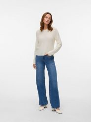 Vero Moda Sweter w kolorze kremowym rozmiar: XL. Brązowe swetry klasyczne damskie Vero Moda, xl, ze splotem, bez kołnierzyka. Za 79.21 zł.