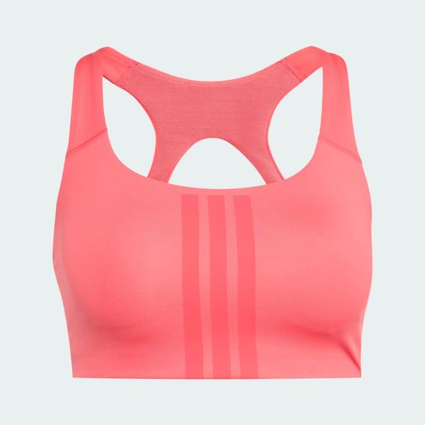 Biustonosz Optime Workout 3-Stripes Medium Support. Czerwone biustonosze Adidas, bez wzorów, z elastanu. Za 219.00 zł.