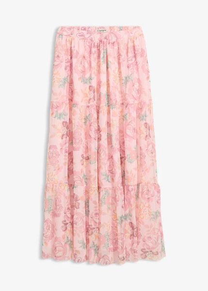Spódnica maxi z miękkiej siateczki. Czerwone spódniczki damskie bonprix, bez wzorów, maxi. Za 149.99 zł.