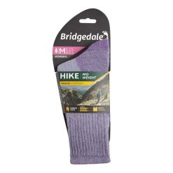 Skarpety do trekkingu damskie Bridgedale HIKE MW COM BO ORI LD. Fioletowe skarpetki damskie Bridgedale, bez wzorów, z elastanu. Za 106.99 zł.