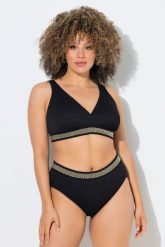 Damskie Bikini złote obrzeże miękkie miseczki regulowane ramiączka. Czarne bikini damskie Ulla Popken, bez wzorów, plus size. Za 191.99 zł.