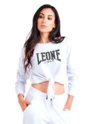 Bluza miękka z ściągacze na co dzień na siłownię. Białe bluzy sportowe damskie LEONE 1947 APPAREL, s, bez wzorów, bez ramiączek, bez kaptura. Za 84.16 zł.