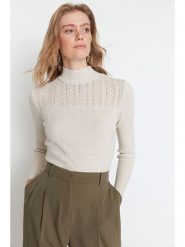 Trendyol Sweter w kolorze kremowym rozmiar: S. Brązowe golfy damskie Trendyol, s, bez wzorów, ze splotem, bez ramiączek. Za 79.21 zł.