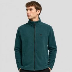 POLAR MĘSKI 4F BLUZA POLAROWA CIEPŁA SPORTOWA TFLEM052 KOLOR ZIELONY. Zielone bluzy bez kaptura męskie 4f, bez wzorów, z materiału, sportowe, bez kołnierzyka, bez ramiączek. Za 172.99 zł.