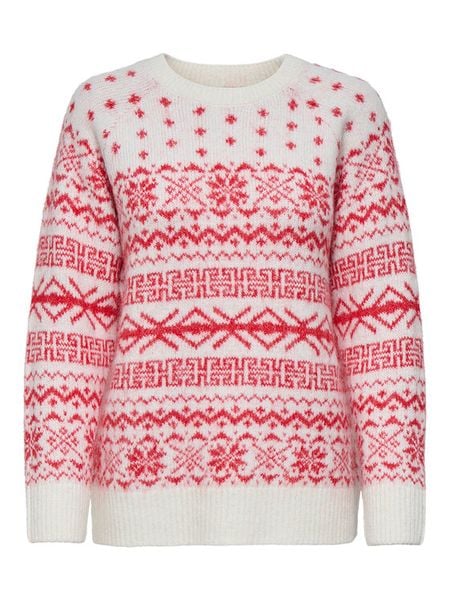 ONLY Sweter Xmas Nordic 15354824 Czerwony Regular Fit. Czerwone swetry klasyczne damskie Only, m, z syntetyku, bez kołnierzyka. Za 169.99 zł.