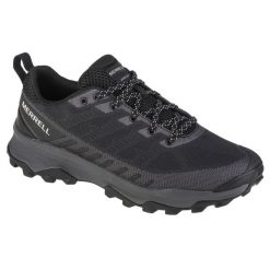 Buty trekkingowe męskie, Merrell Speed Ecco. Czarne buty trekkingowe męskie MERRELL, z materiału, przed kostkę, bez zapięcia, trekkingowe. Za 409.99 zł.