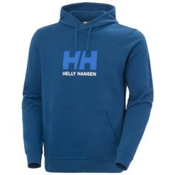 Bluza z logo Helly Hansen. Niebieskie bluzy z kapturem męskie Helly Hansen, m, z bawełny. Za 330.00 zł.
