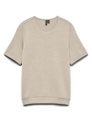 Vero Moda Koszulka w kolorze beżowym rozmiar: S. Brązowe bluzki damskie Vero Moda, s, bez wzorów, bez kołnierzyka. Za 81.95 zł.