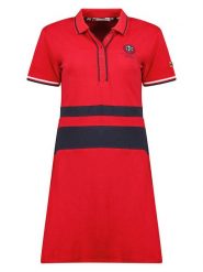 Geographical Norway Sukienka polo "Kyliane" w kolorze czerwono-granatowym rozmiar: S. Czerwone sukienki damskie Geographical Norway, na co dzień, s, bez wzorów, bez kołnierzyka, bez ramiączek, mini, proste. Za 88.02 zł.