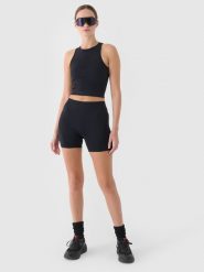 4F Legginsy krótkie treningowe damskie - czarne XS/S. Czarne legginsy damskie 4f, s, bez wzorów, z dzianiny. W wyprzedaży za 39.99 zł.
