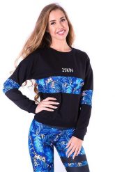 Bluza sportowa na fitness damska 2skin Logo Tropicana Czarna. Czarne bluzy z nadrukiem damskie 2SkIN, l, z dresówki. Za 99.00 zł.