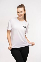 Koszulka do jogi damska Moonholi Awaken z krótkim rękawem. Białe t-shirty damskie MOONHOLI, xs, bez wzorów, z jeansu, bez kołnierzyka. Za 99.00 zł.