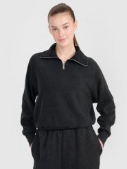 4F Bluza dresowa oversize nierozpinana bez kaptura damska - czarna S. Czarne bluzy bez kaptura damskie 4f, s, z bawełny. W wyprzedaży za 99.99 zł.