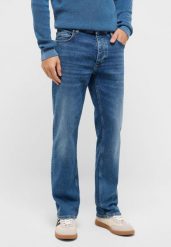 Męskie Spodnie Jeansowe Mustang Style Michigan Straight Denim Blue 1017443 5000 803. Niebieskie spodnie materiałowe męskie Mustang, bez wzorów, z denimu. Za 239.99 zł.