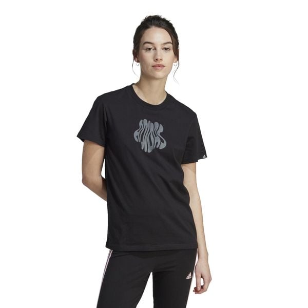 Koszulka z krótkim rękawem damska Adidas Gym & Pilates. Czarne bluzki sportowe damskie Adidas, s, z bawełny, bez kołnierzyka, bez ramiączek. Za 129.99 zł.
