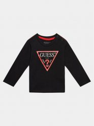 Guess Bluzka N84I24 K8HM0 Czarny Regular Fit. Czarne t-shirty chłopięce Guess, z aplikacjami, z bawełny, bez ramiączek. Za 49.99 zł.