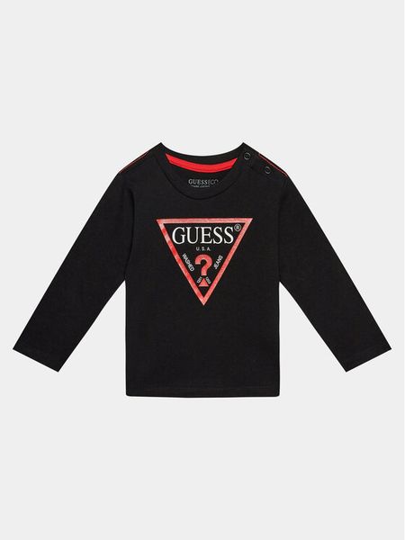 Guess Bluzka N84I24 K8HM0 Czarny Regular Fit. Czarne t-shirty chłopięce Guess, z aplikacjami, z bawełny, bez ramiączek. Za 49.99 zł.