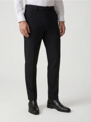 Garniturowe spodnie w kant - czarny. Czarne spodnie wizytowe męskie Reserved, z tkaniny. Za 169.99 zł.