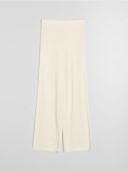 Prążkowane spodnie wide leg - żółty. Żółte spodnie materiałowe damskie Sinsay, bez wzorów, prążkowane. Za 49.99 zł.