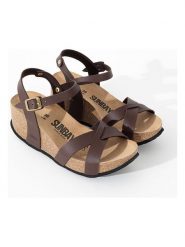 Sunbay Sandały "Pivoine" w kolorze brązowym na koturnie rozmiar: 40. Brązowe sandały damskie Sunbay, bez wzorów, bez obcasa, na koturnie. Za 179.95 zł.