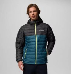 Kurtka COLUMBIA POWDER LITE II HOODED JAC Niebieski. Niebieskie kurtki męskie Columbia, m, bez wzorów, z tkaniny, bez kaptura. Za 646.50 zł.