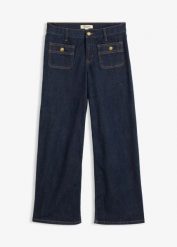 Jeansy z szerokimi nogawkami. Niebieskie jeansy damskie bonprix. Za 149.99 zł.