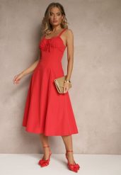 Czerwona Koktajlowa Sukienka Gorsetowa Vices z Rozkloszowanym Dołem Kolinnea. Czerwone sukienki damskie Renee, na imprezę, l, z aplikacjami, eleganckie, bez kołnierzyka, bez ramiączek, midi, gorsetowe. W wyprzedaży za 104.99 zł.