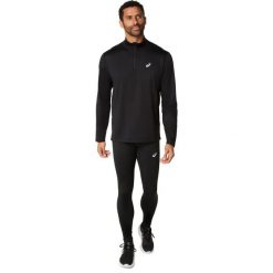Koszulka z długim rękawem i zamkiem błyskawicznym 1/2 Asics Core. Czarne koszulki męskie z długim rękawem Asics, l, z materiału, bez ramiączek, do biegania. Za 233.60 zł.