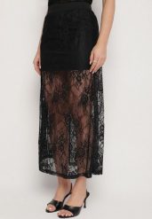 Czarna Rozkloszowana Spódnica z Koronki Zdobiona Rozcięciem Zariska. Czarne spódniczki damskie Born2be, m, z aplikacjami, z koronki, eleganckie, midi, rozkloszowane. Za 69.99 zł.