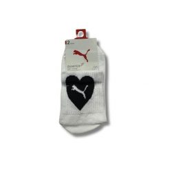 Puma Skarpety Heart Quarter 2-Pack 93877202. Białe skarpetki damskie Puma, bez wzorów, z bawełny. Za 59.99 zł.
