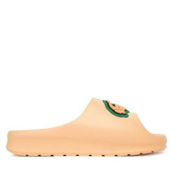 Klapki Lacoste. Czerwone klapki damskie Lacoste, bez wzorów, bez obcasa. Za 229.99 zł.