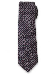 Stylowy Krawat Męski w Drobny, Czerwony Wzór Paisley - Alties- Granatowy. Niebieskie krawaty i muchy męskie Alties, bez wzorów, z tkaniny, eleganckie. Za 49.00 zł.