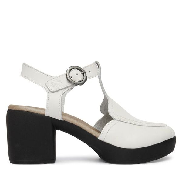 Sandały Fly London. Białe sandały damskie Fly London, bez wzorów, bez obcasa, na słupku. Za 589.99 zł.