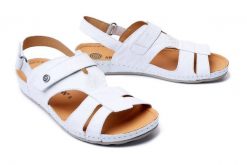 DR. BRINKMANN 710633-3 weiss, sandały profilaktycze damskie. Białe sandały damskie Dr. Brinkmann, bez wzorów, ze skóry, bez obcasa. Za 295.92 zł.