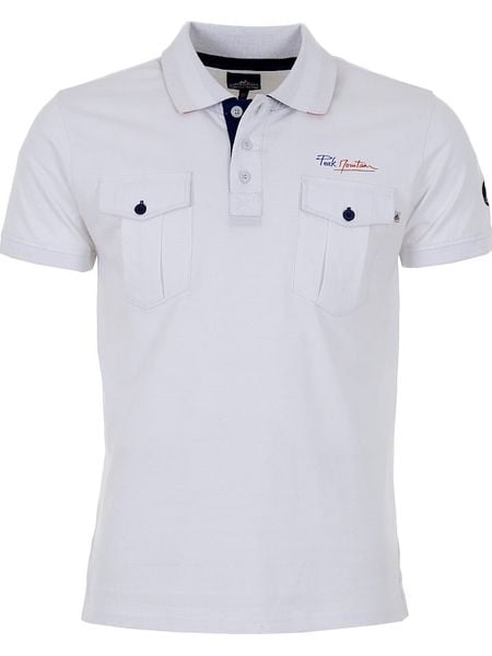 Peak Mountain Koszulka polo w kolorze białym rozmiar: XXL. Białe koszulki polo męskie Peak Mountain, xxl, bez wzorów, z bawełny, bez ramiączek. Za 128.55 zł.