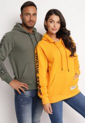 Pomarańczowa Bluza Ocieplona Polarem z Kapturem i Napisem na Rękawie Taixdas. Brązowe bluzy z kapturem męskie Born2be, m, z polaru. Za 109.99 zł.